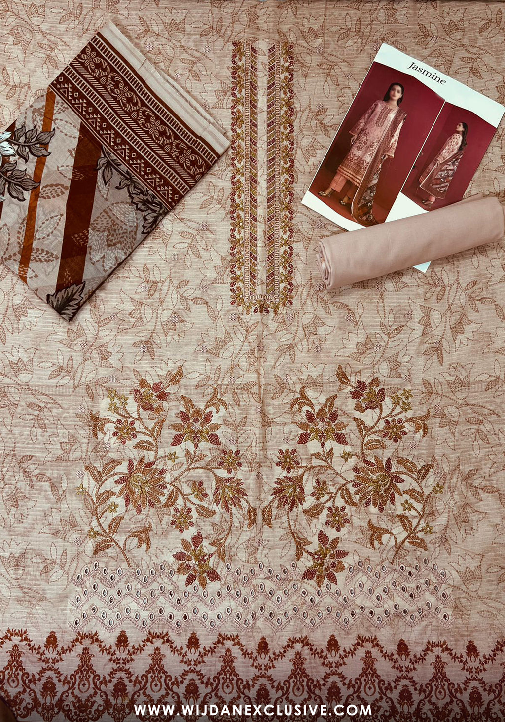 Jasmine Unstitched Doriya Digital Embroidered Lawn by Wijdan D-07