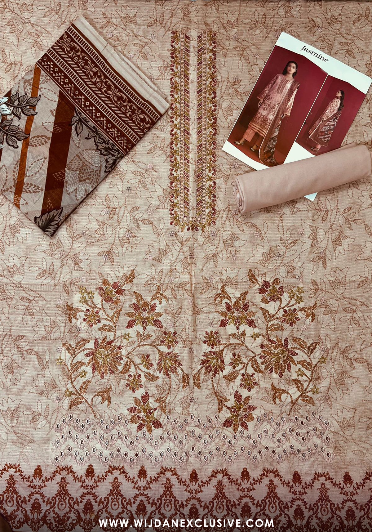 Jasmine Unstitched Doriya Digital Embroidered Lawn - 2025 by Wijdan D-07
