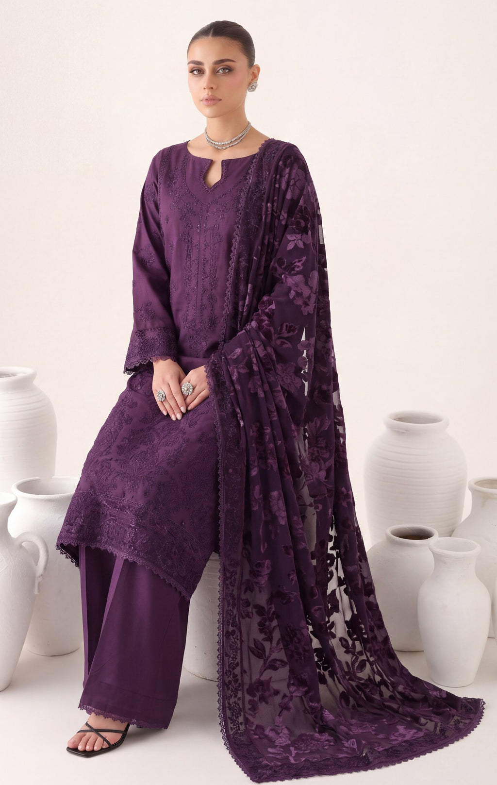 Saffron by Wijdan | Unstitched Embroidered Luxury Palachi Collection'26 (D-2543)