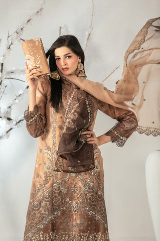 Ishq by Tawakkal | Semi-Stitched Embroidered Organza Complimentary Cluth & Khussa Collection - 2025 D-5133