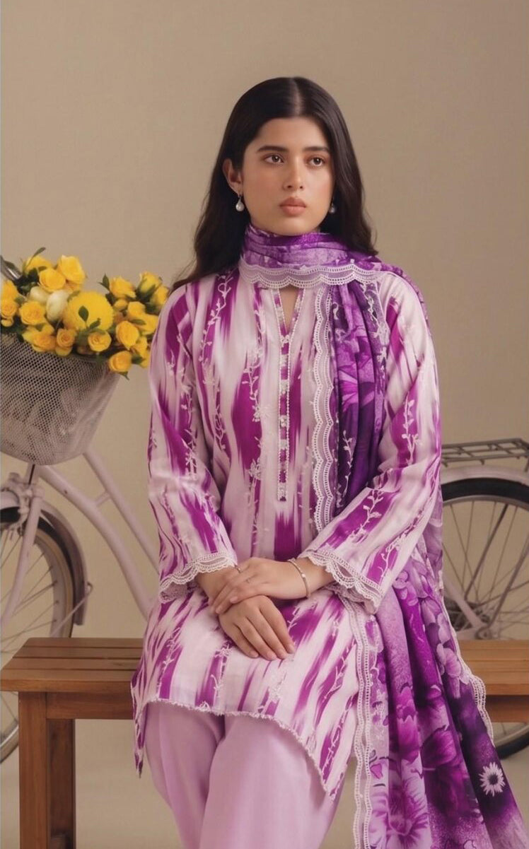 Cut & Style by Mahay | Unstitched Fancy Lawn Vol-02 Collection - 2026 (D-03)