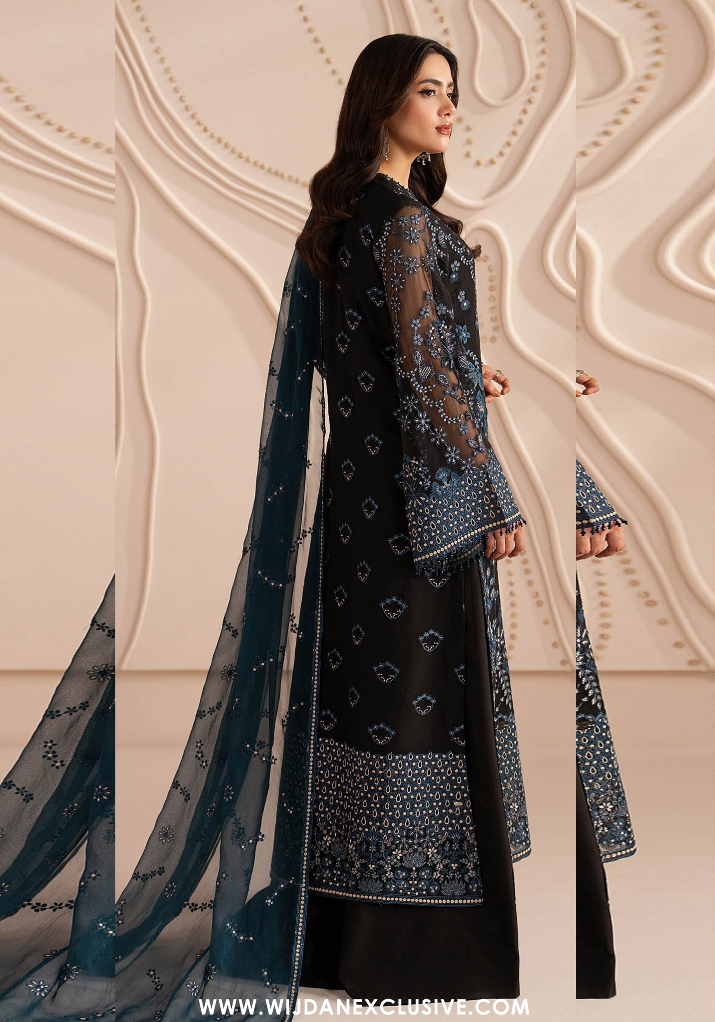 Izhar e Mohabbat by Lamisah | Unstitched Formal Chiffon Collection - 2026 (BLACK NOIR)