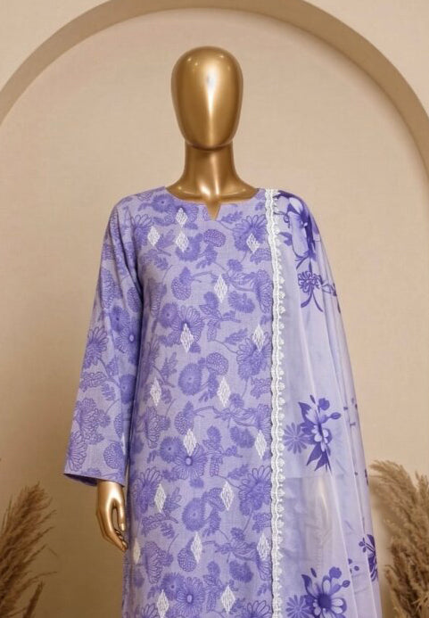 Libas e Khas 3pc Unstitched Embroidered Lawn Collection - 2026 (D-03)