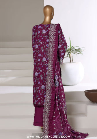Sadabahar Stitched Laser Fusion Chikankari Khaddar Collection - 2025 (BOYSENBERRY)