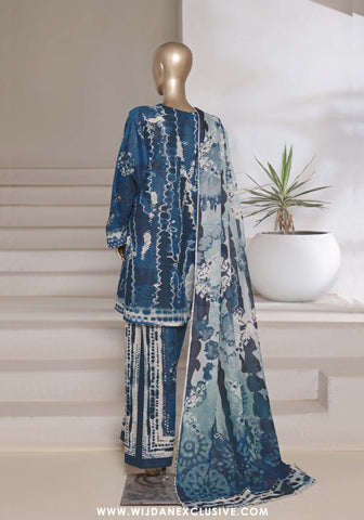 Sadabahar Stitched Printed Shimmered Cambric Summer Collection - 2025 (Blue)