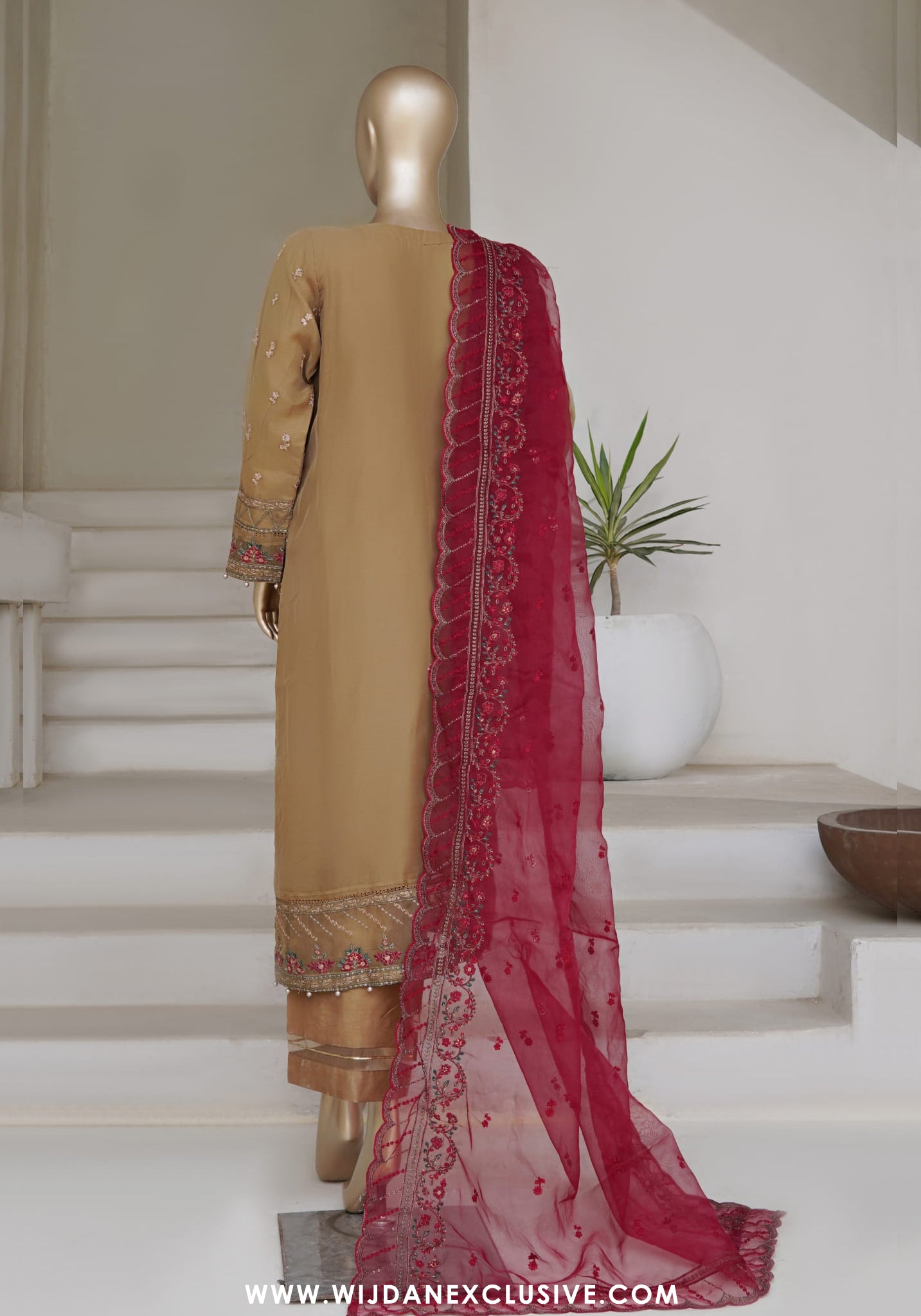 Sadabahar Mahpara Stitched Embroidered Organza Collection - 2025 Vol-17 BROWN