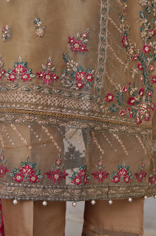 Sadabahar Mahpara Stitched Embroidered Organza Collection - 2025 Vol-17 BROWN