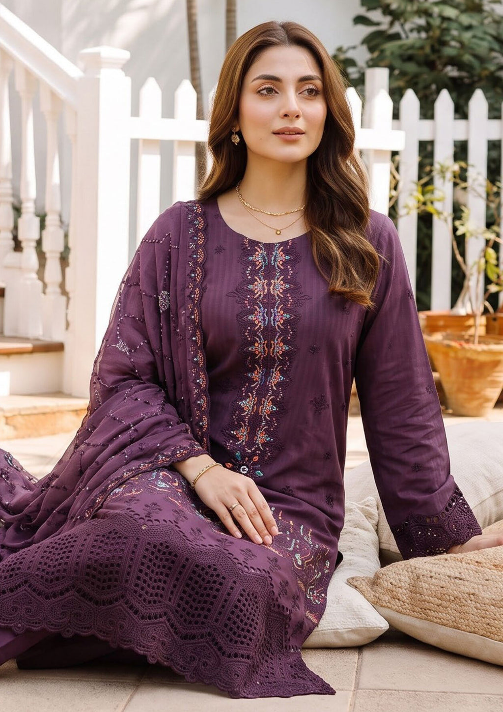 Kavya Gold by Wijdan | Unstitched Cotton Embroidered Collection - 2026 (D-03)