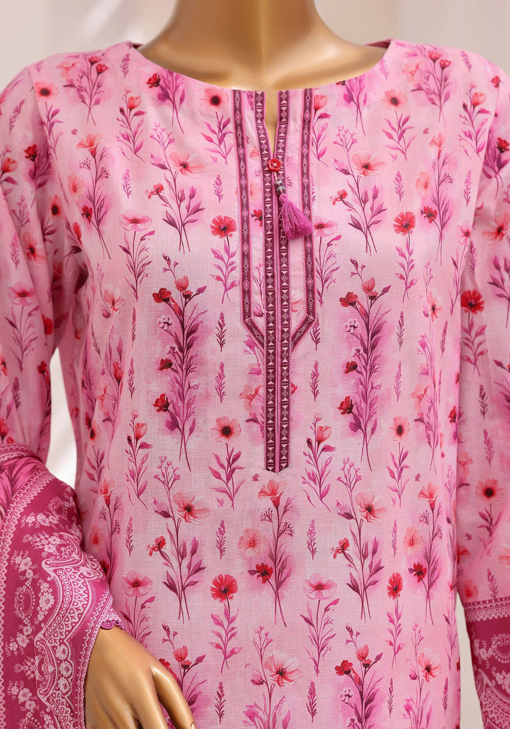 HZ Unstitched Platinum Floral Printed Lawn Collection - 2026 (D-03)