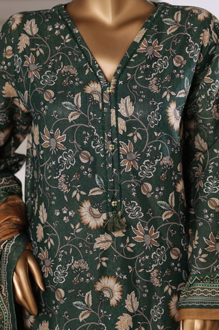 Sadabahar Stitched Printed Khaddar Shimmer Collection - 2025 (GREEN)
