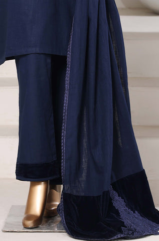 Sadabahar Stitched Cross Texture with Velvet Winter Collection - 2025 (BLUE)