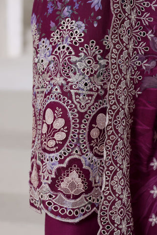 Sadabahar Stitched Laser Fusion Chikankari Khaddar Collection - 2025 (BOYSENBERRY)