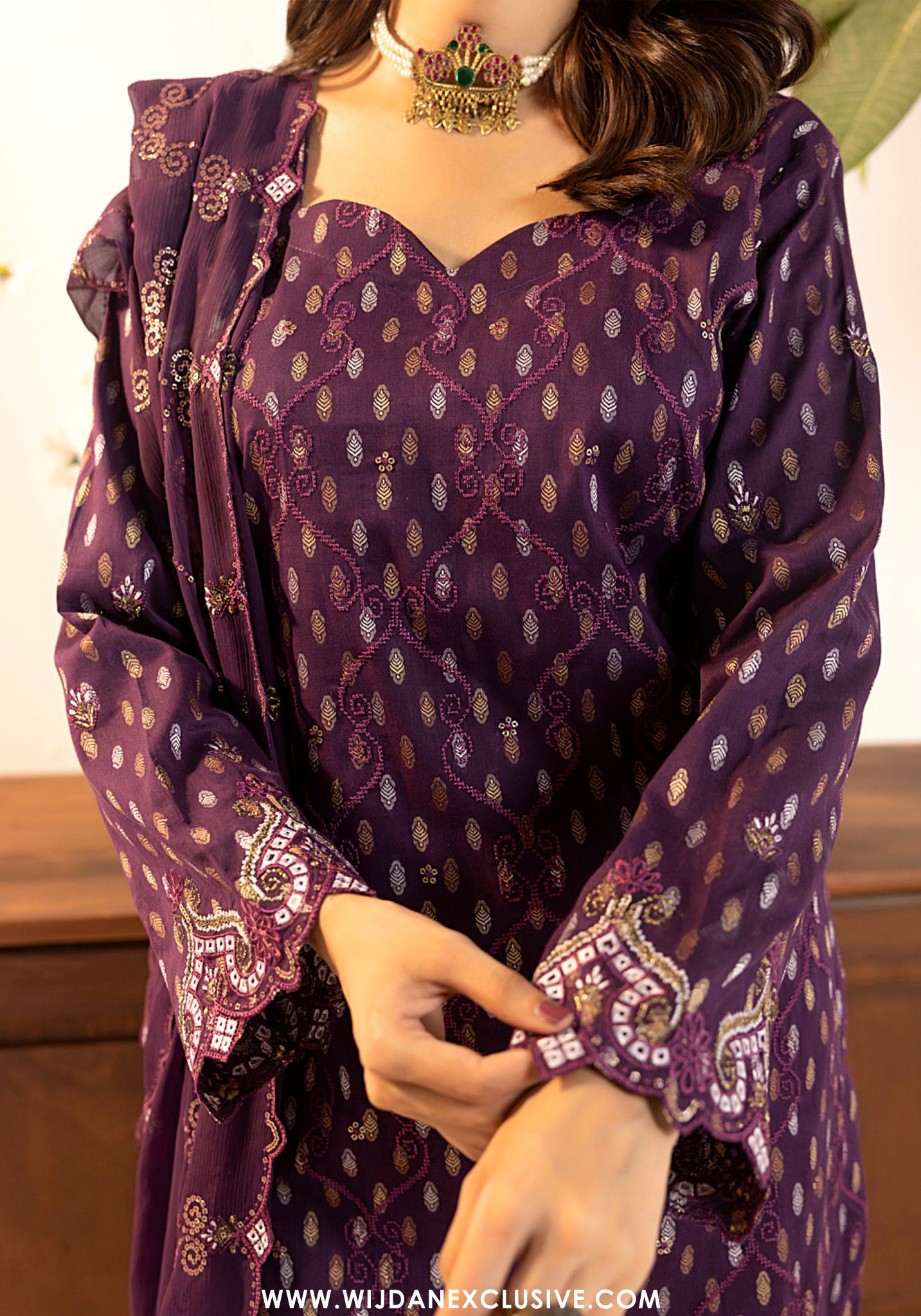 Tanisha by Wijdan | Unstitched Luxury Embroidered Broshia Cotton Collection - 2026 (D-03)