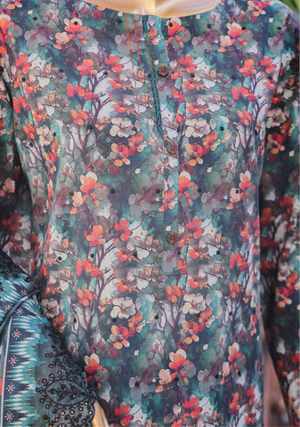 HZ Premium Unstitched Embroidered Lawn Collection - 2026 PEC-609