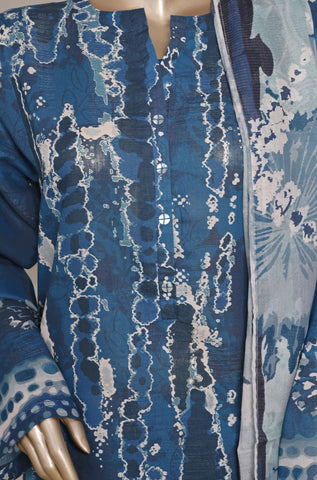 Sadabahar Stitched Printed Shimmered Cambric Summer Collection - 2025 (Blue)