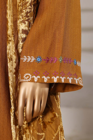 Sadabahar Stitched Luxury Dhanak with Palachi Shawl Collection - 2025 (MUSTARD)