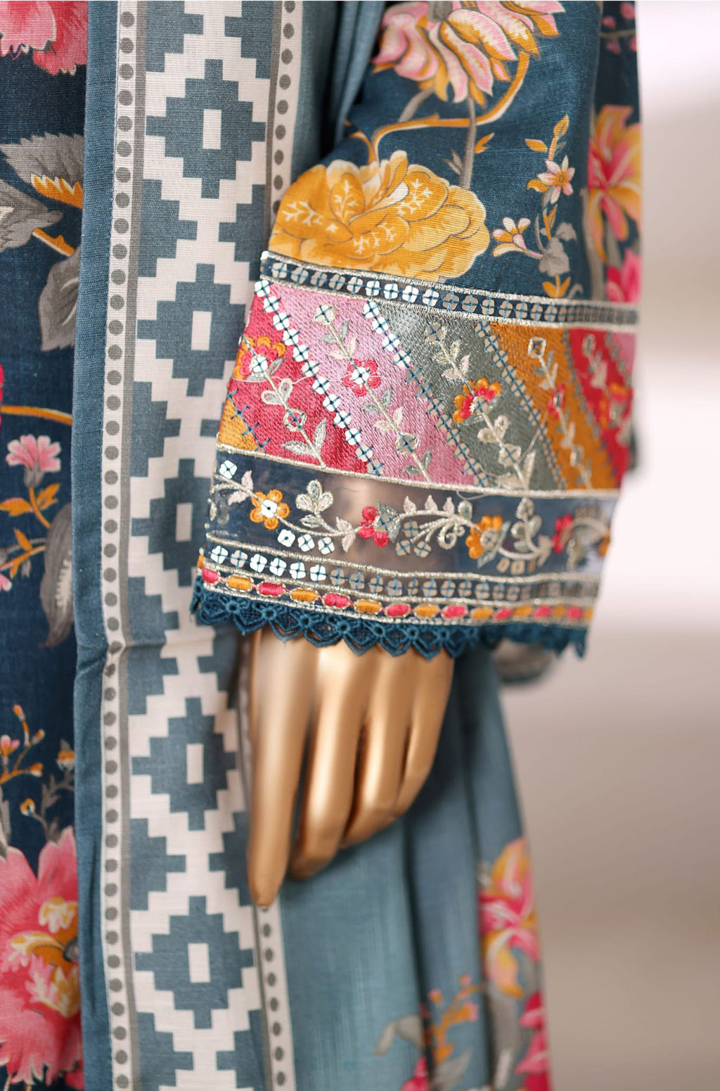 Malika by Sadabahar | Stitched Embroidered Khaddar Collection - 2025 (ZINC)