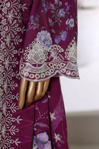 Sadabahar Stitched Laser Fusion Chikankari Khaddar Collection - 2025 (BOYSENBERRY)