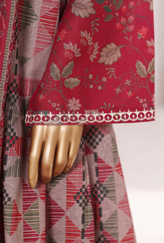 Sadabahar Stitched Khaddar Fall Embroidered Collection - 2025 (MAROON FLORAL)