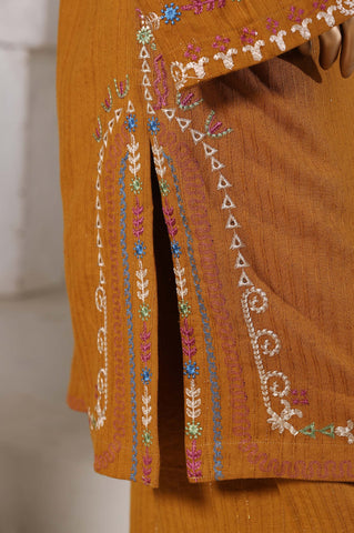 Sadabahar Stitched Luxury Dhanak with Palachi Shawl Collection - 2025 (MUSTARD)