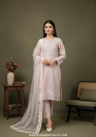 Mohar by Wijdan | Stitched Embroidered Rawsilk Collection - 2025 (BLUSH POEM)