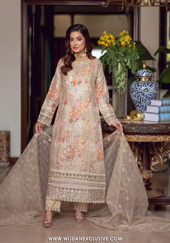 Zoraline by Bint e Noor | Stitched Fancy Embroidered Organza Collection - 2025 (OFF-WHITE)