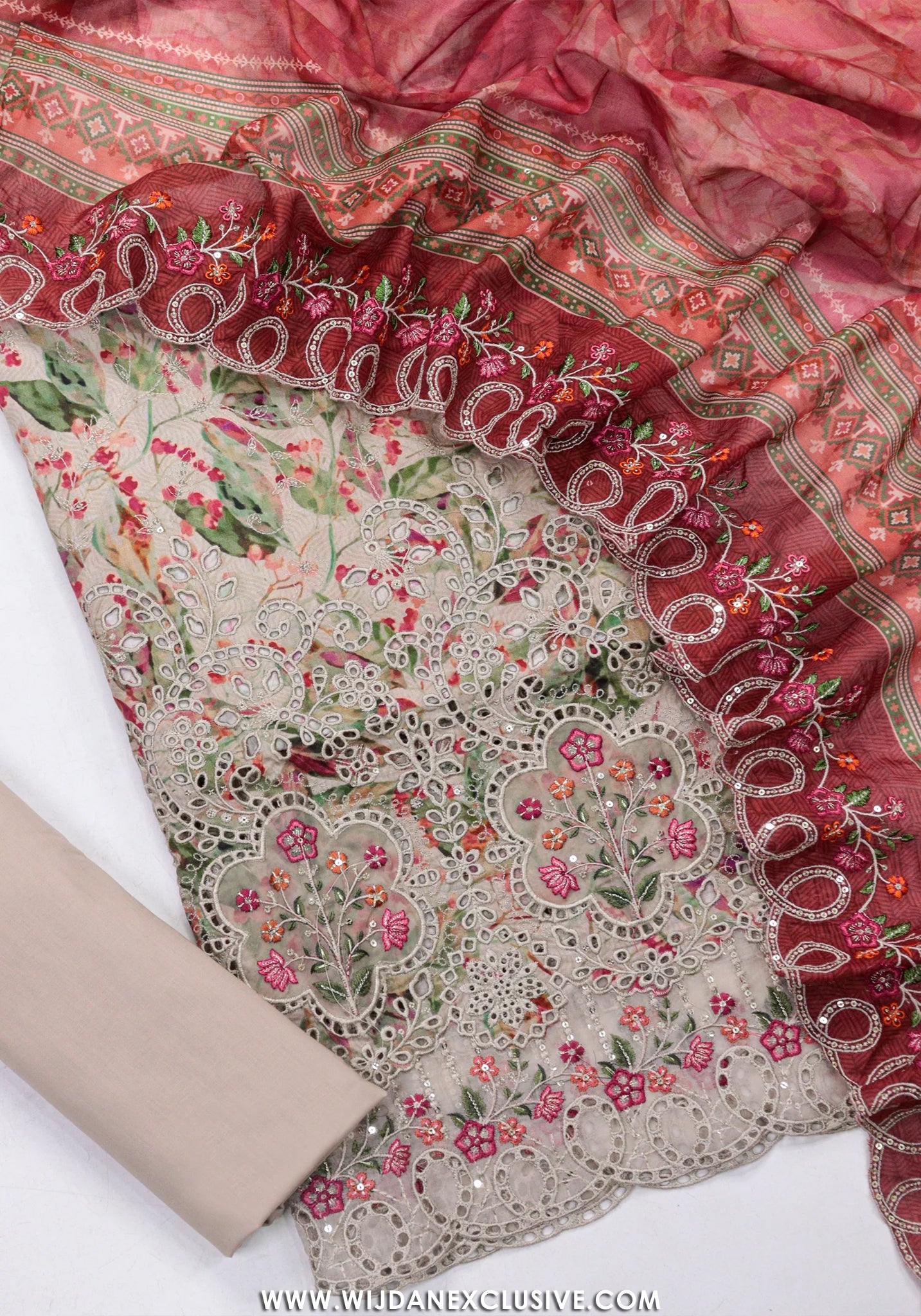 Bin Saeed Unstitched Embroidered Lawn Vol-I Collection - 2026 (RED)