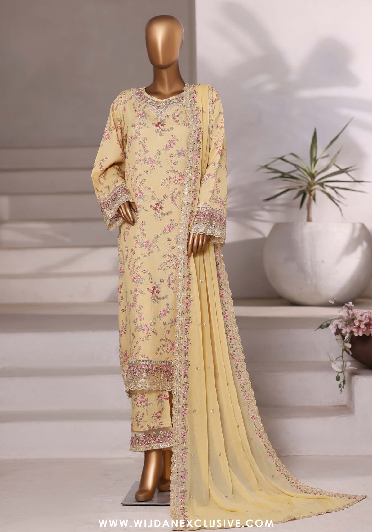 Sadabahar 3PC Stitched Luxury Embroidered Viscose Collection - 2025 (YELLOW)