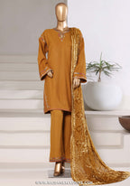 Sadabahar Stitched Luxury Dhanak with Palachi Shawl Collection - 2025 (MUSTARD)