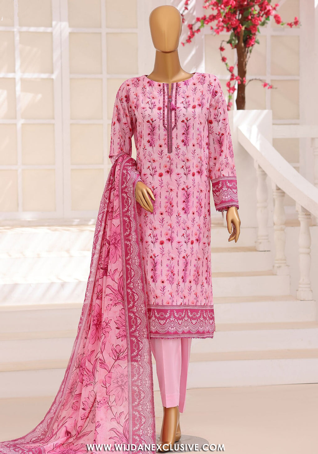 HZ Unstitched Platinum Floral Printed Lawn Collection - 2026 (D-03)
