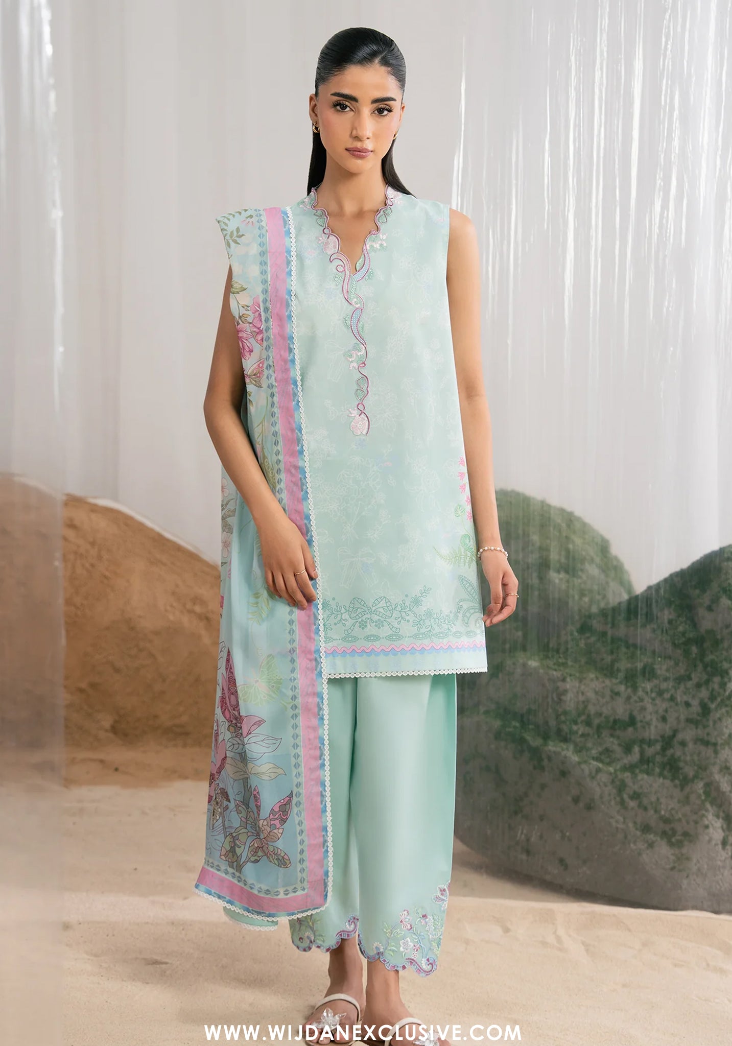 Nysa by Seran | Unstitched Printed & Embroidered Cambric Collection'26 (MENTHE)