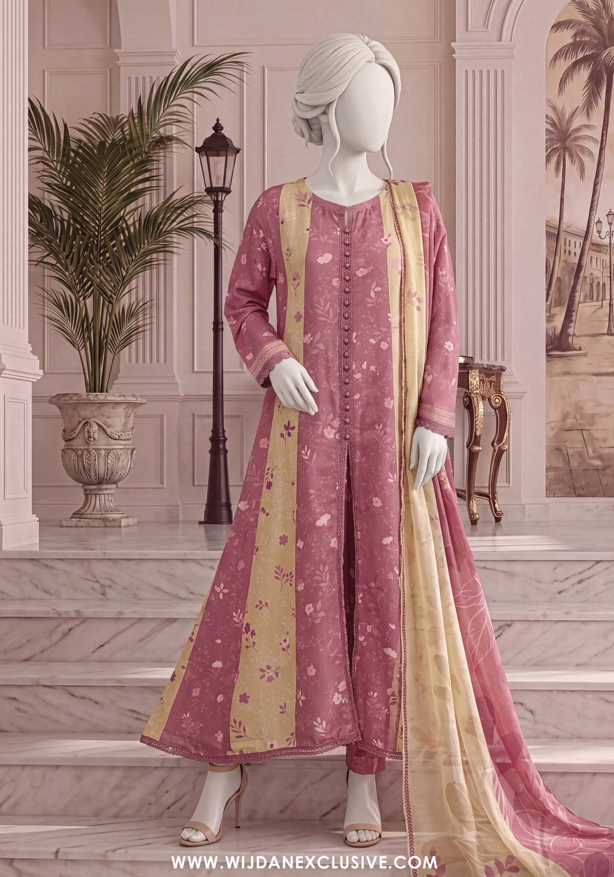 A Flowy Cut by HZ Textile | Stitched Printed & Emb Silk Collection'26 (D-03)
