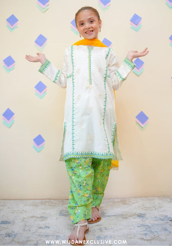 Shanzey Stitched Kids Embroidered Farshi Edit - 2025 (MEADOW GREEN)