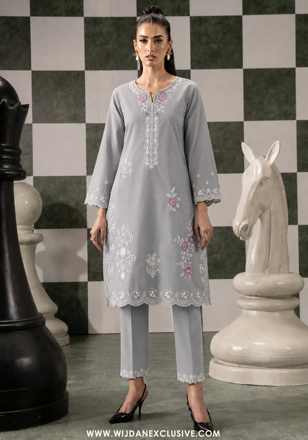 Allure by Wijdan | Stitched 2pc Embroidered Lawn Collection - 2026 (D-03)