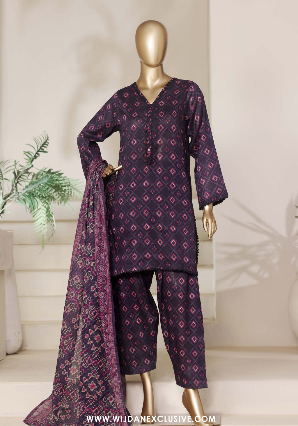 Sadabahar Stitched Printed With Shalwar Collection - 2026 (D-03)