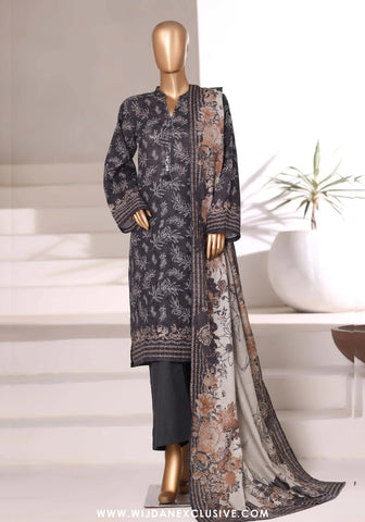 Sadabahar Printed Stitched Khaddar 3PC Collection - 2025 (BLACK D-09)