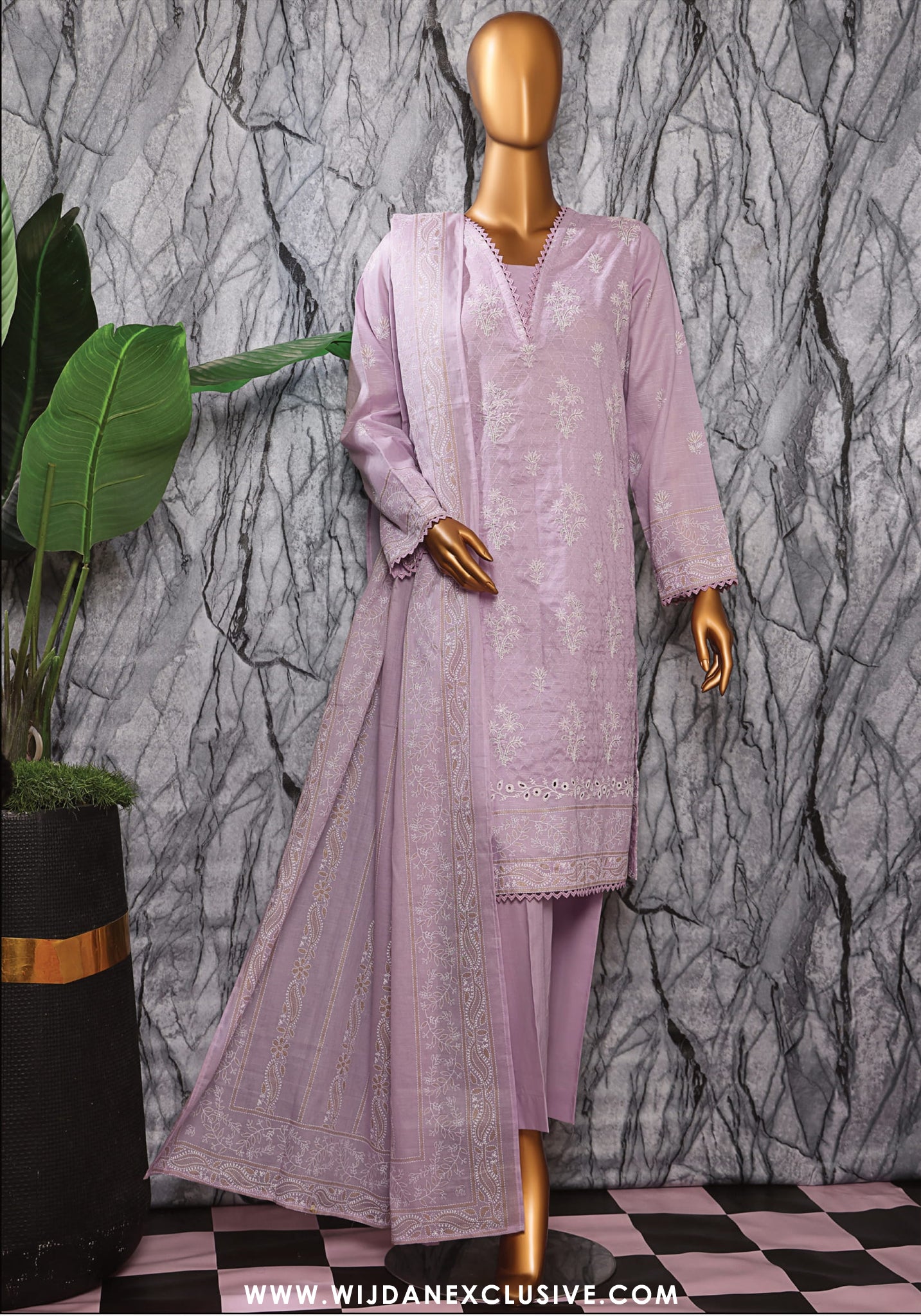 HZ Exclusive Unstitched Mid Summer Embroidered Slub Lawn EMC-29