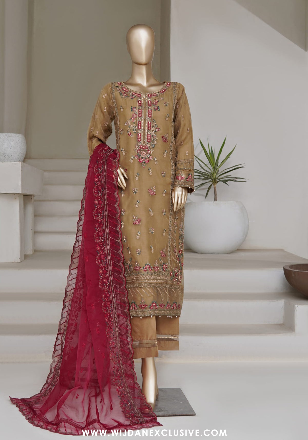 Sadabahar Mahpara Stitched Embroidered Organza Collection - 2025 Vol-17 BROWN