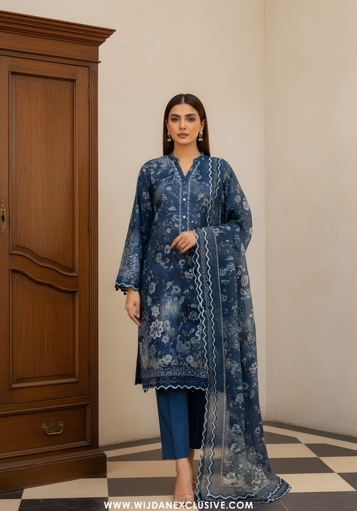 Amarah by Wijdan | Unstitched Embroidered Viscose Self Collection - 2025 (BLUE)