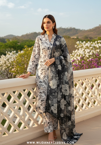 Wijdan Unstitched Printed Viscose Winter Collection - 2025 (WHITE)