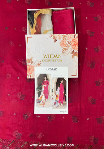 Andaaz Unstitched Embroidered Slub Lawn - 2025 by Wijdan D-01