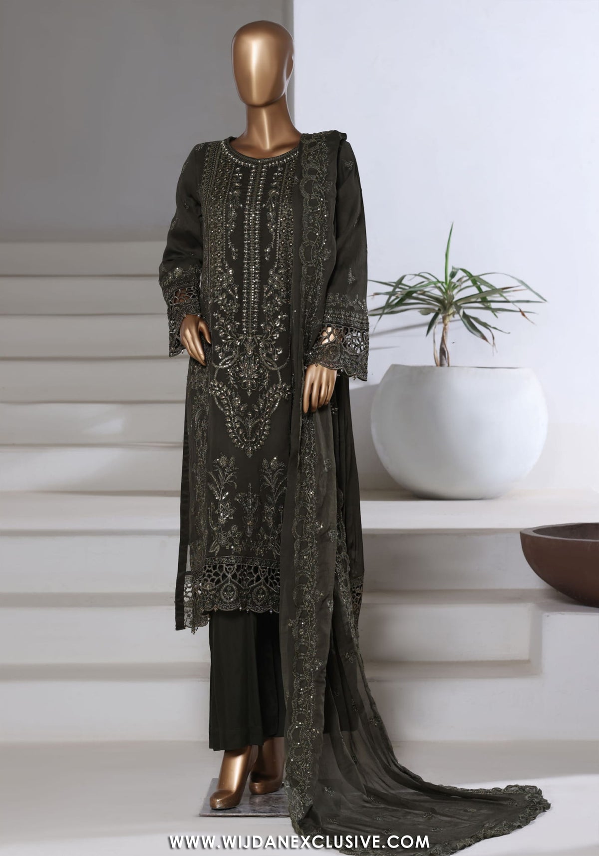 Afsanay by Sadabahar | Stitched Luxury Chiffon Vol-15 Collection - 2025 (OLIVE GREEN)