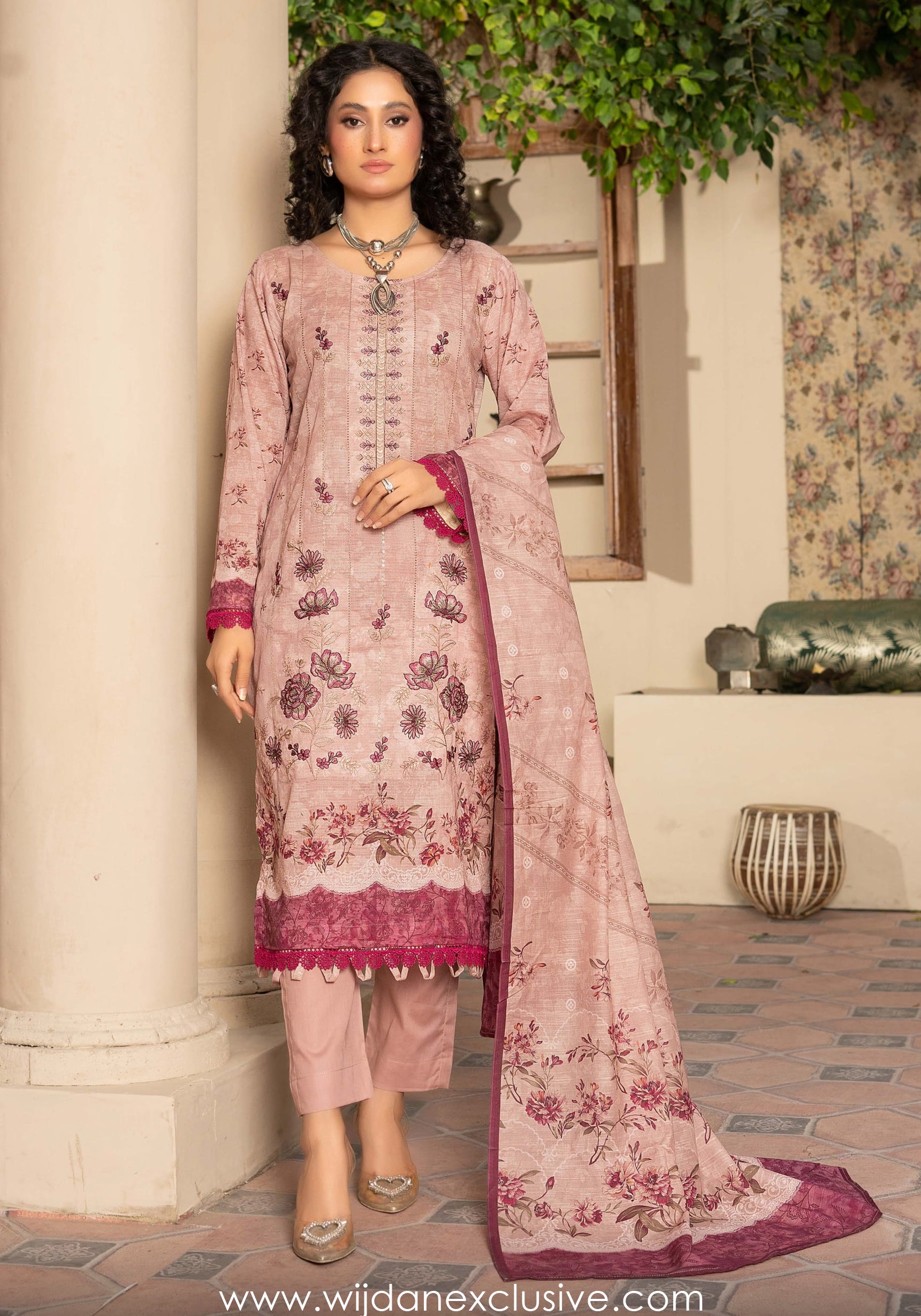 Masooma 3pc Digital Bana Doria Festive Emb Collection D-03