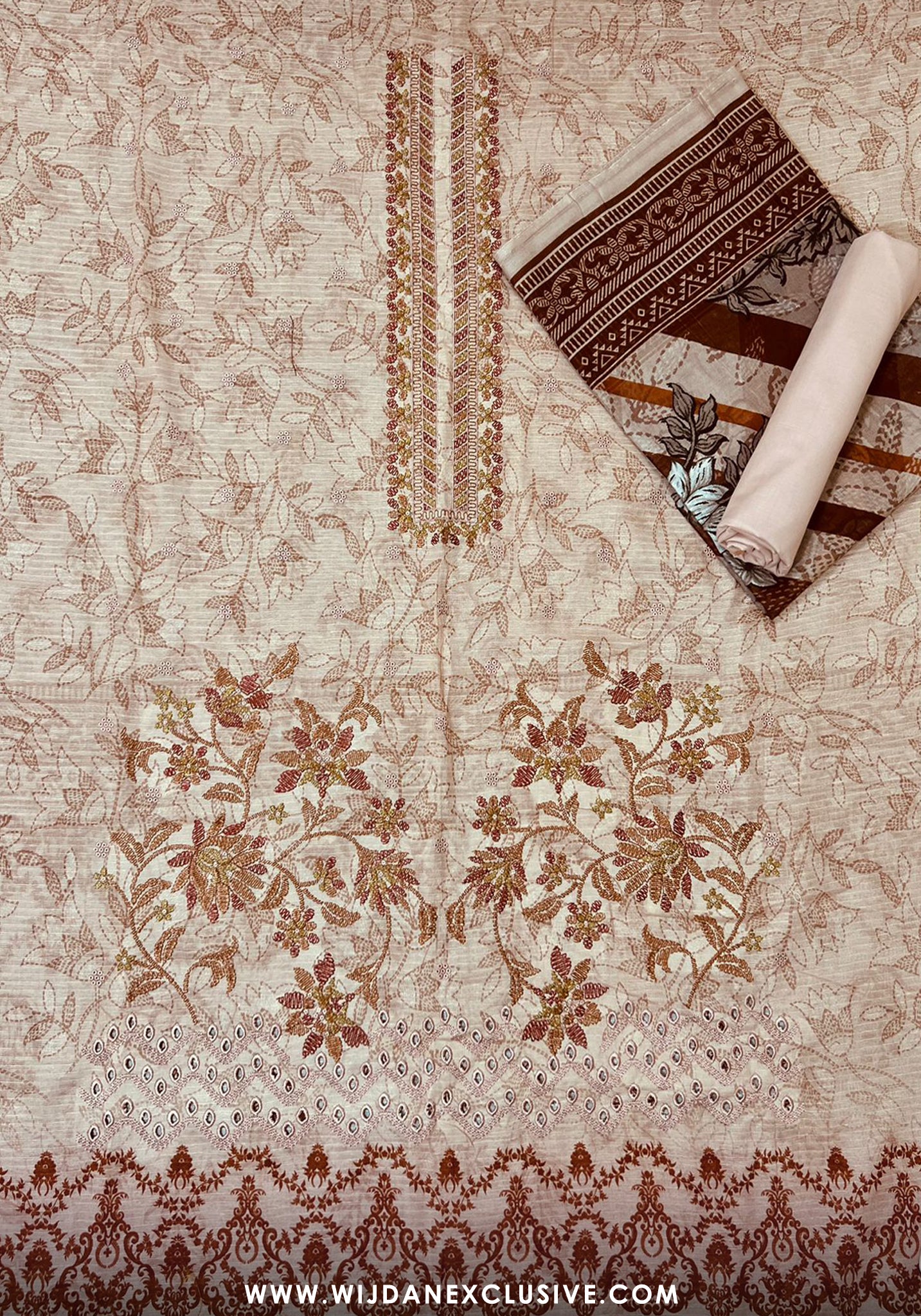 Jasmine Unstitched Doriya Digital Embroidered Lawn by Wijdan D-07