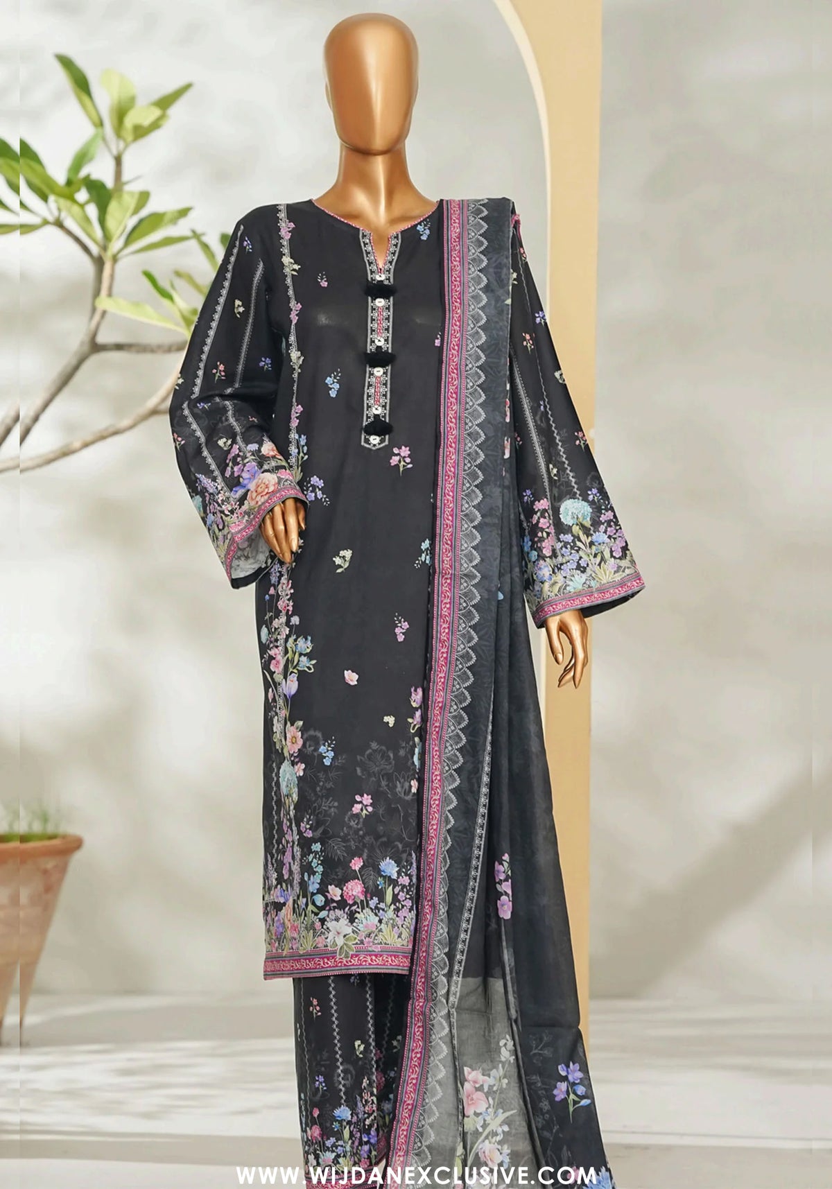 Bin Saeed Stitched Exclusive Printed Lawn Vol-I Collection - 2026 BSE-07-BLACK