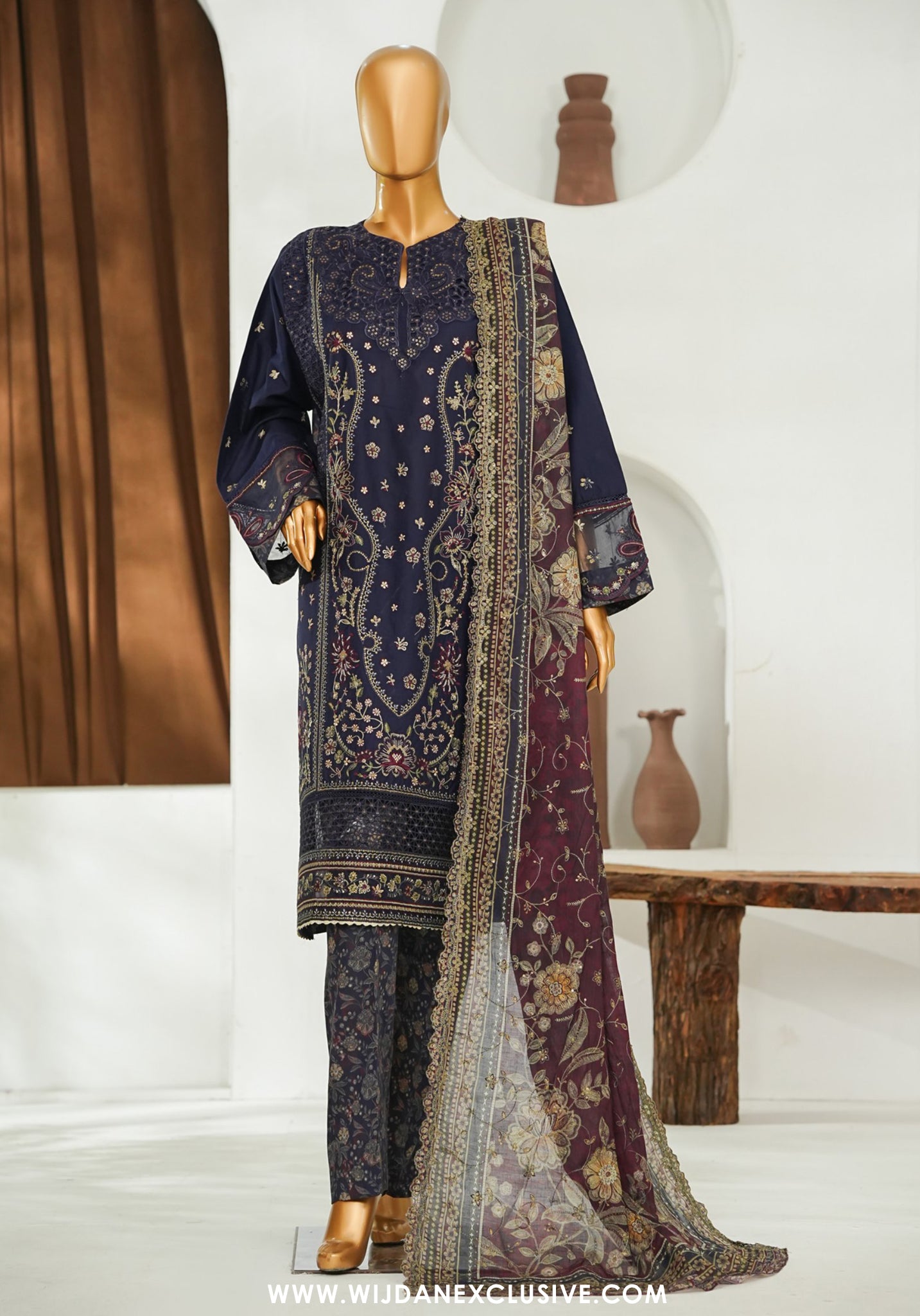 Bin Saeed Stitched Luxury Embroidered 3pc Vol-II Collection - 2026 (D-03)