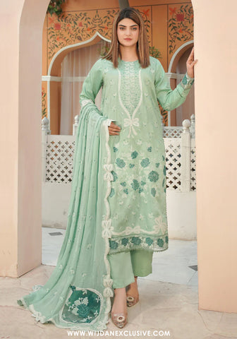 Marjjan Unstitched Silk Viscose Embroidered Vol-03 Collection - 2025 (ICE GREEN)