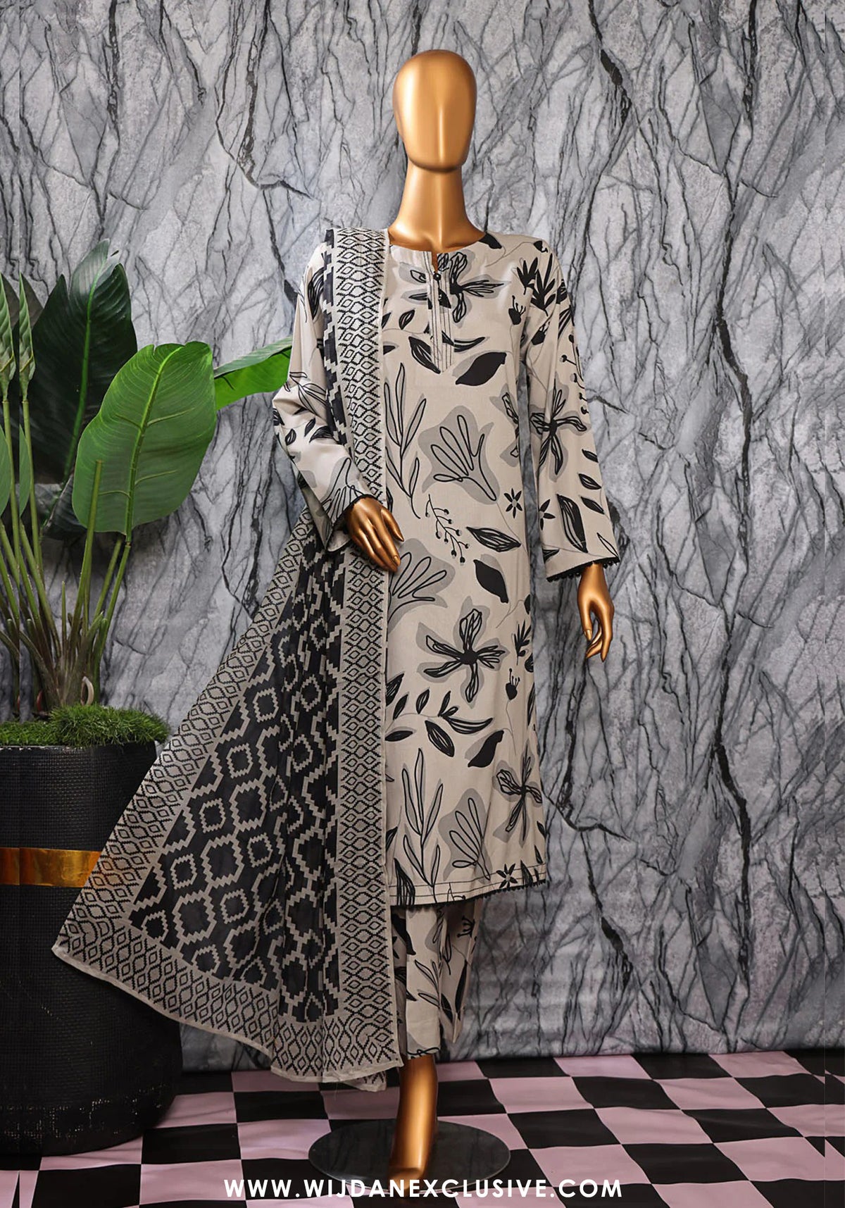 HZ Linen Wintry Unstitched 3PC Printed Collection - 2025 LWP-1315