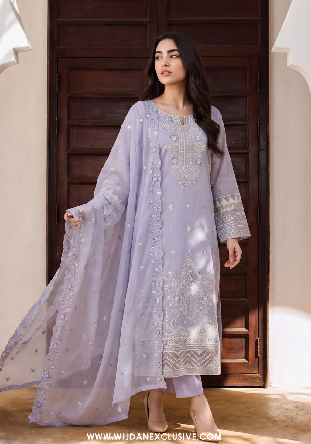 Chand Tara by Wijdan | Unstitched Exclusive Emb Cutdana Jacquard Collection'26 (D-03)