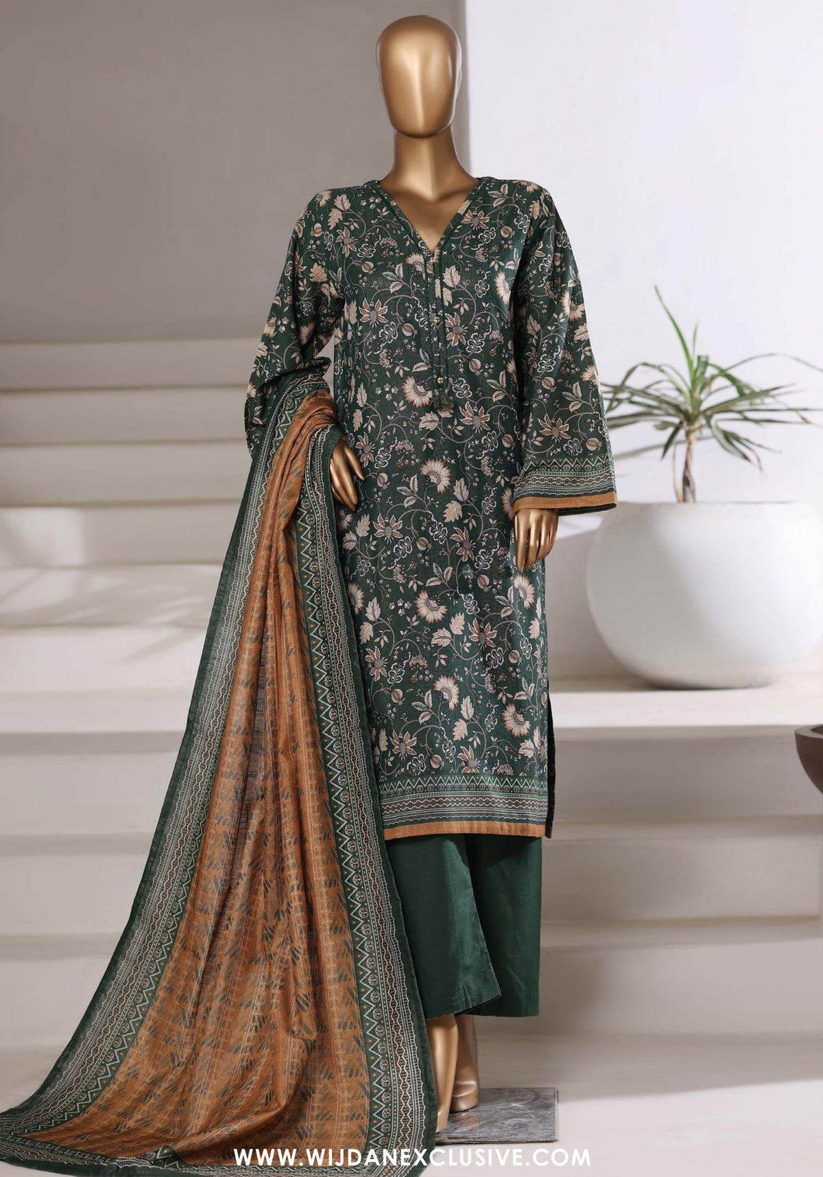 Sadabahar Stitched Printed Khaddar Shimmer Collection - 2025 (GREEN)